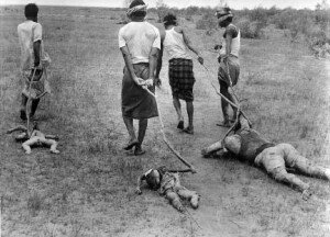 Bengalis dragging the bodies of non-Bengalis in 1971 war