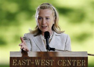 U.S. Secretary of State Clinton delivers remarks at APEC Leaders Week in Hawaii in Honolulu, Hawaii Hillary: America's Pacific Century